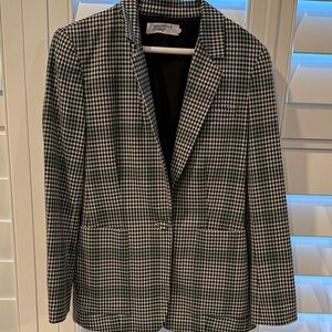 Black and White and Green M.M LaFleur Checkered Blazer